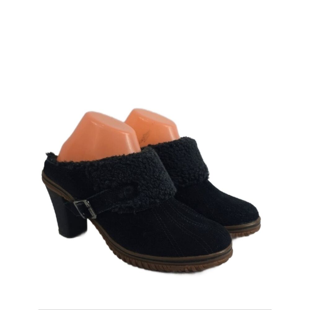 Pajar Black Suede Leather‎ Clogs Women's Sandals Size 8.
